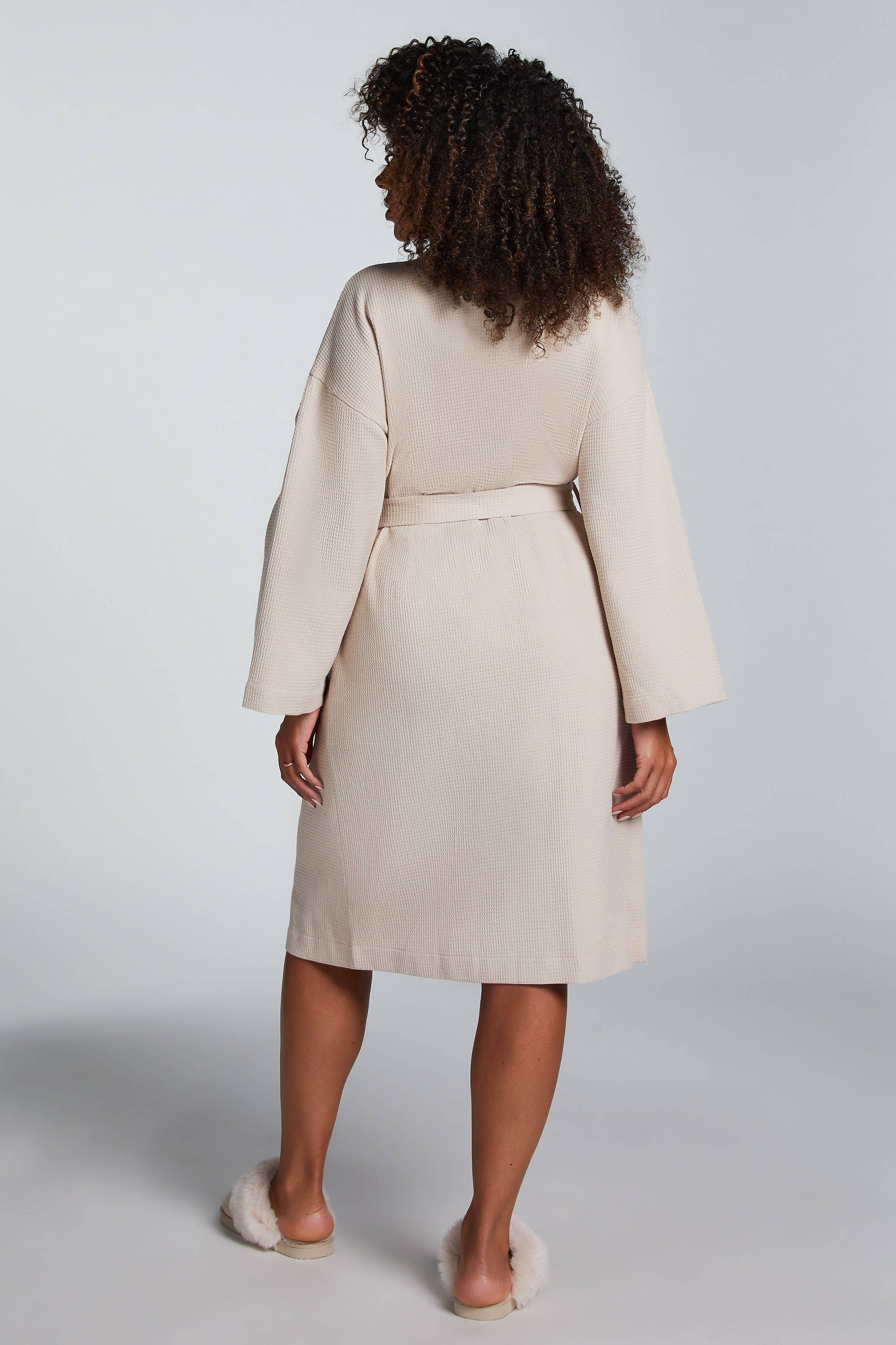 Hunkemöller badjas met wafelstructuur beige