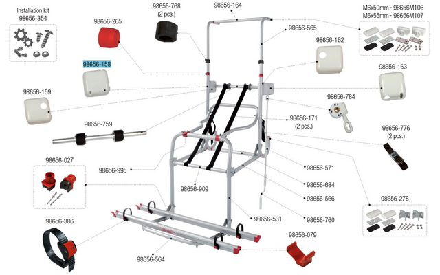 Fiamma Abdeckung außen links passend für Carry Bike Lift 77 - Fiamma Ersatzteilnummer 98656-158