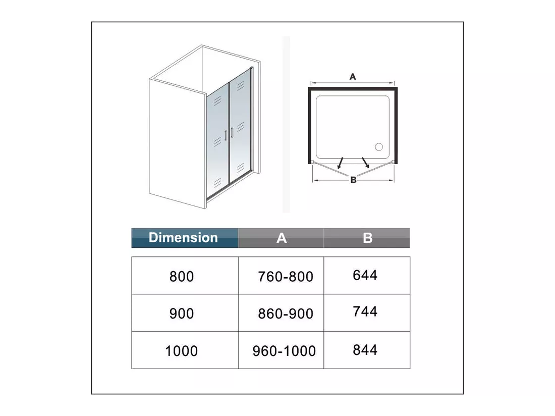 Porte de douche battante 90x200cm profilé noir mat Porte de douche Hauteur 200cm en 8mm verre securit anticalcaire
