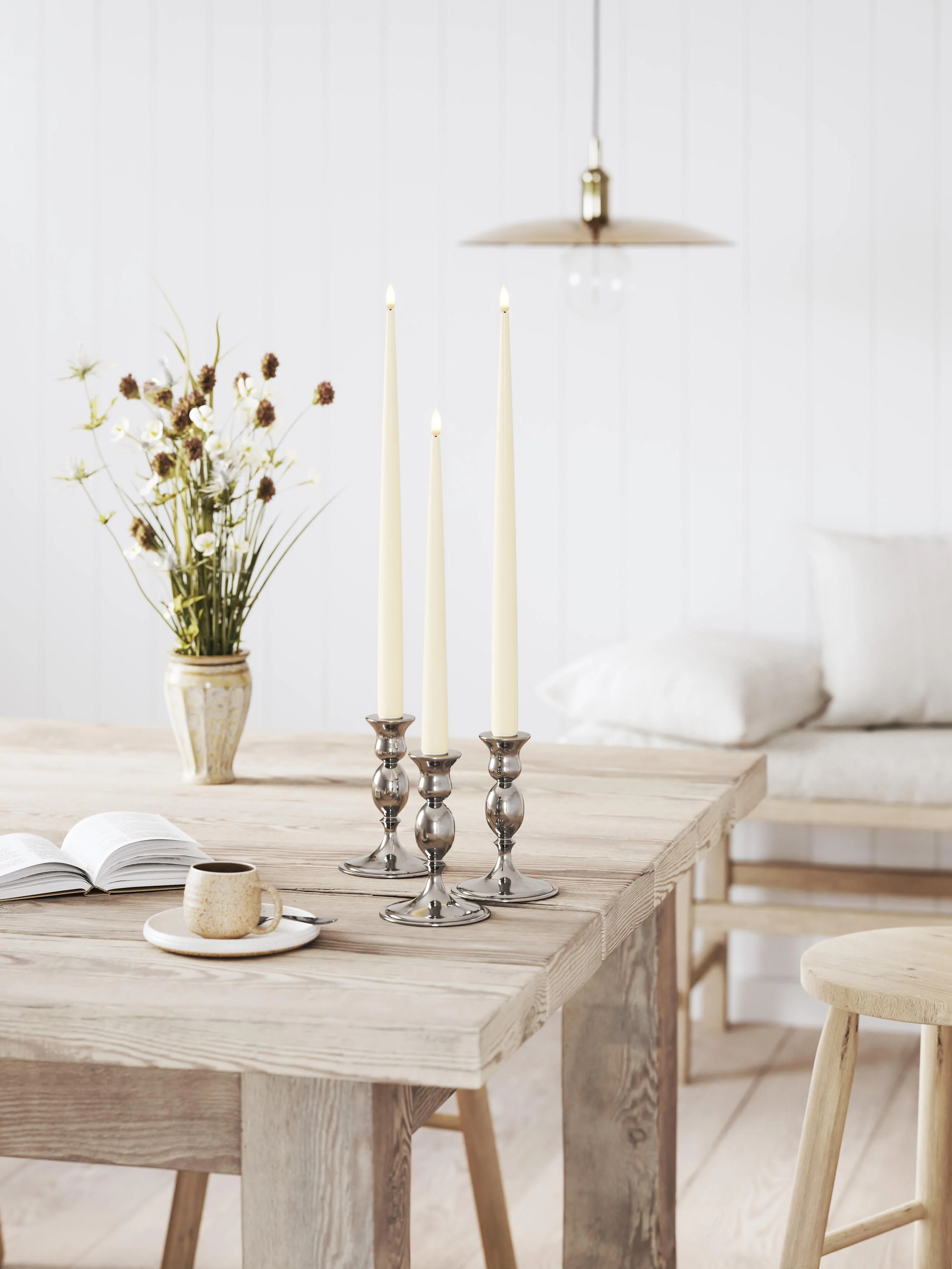 Handgemaakte LED steekkaarsen Real Flame, H 38 cm, 2 stuks