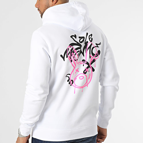 Sweat Capuche Lapin Graffiti Head Blanc