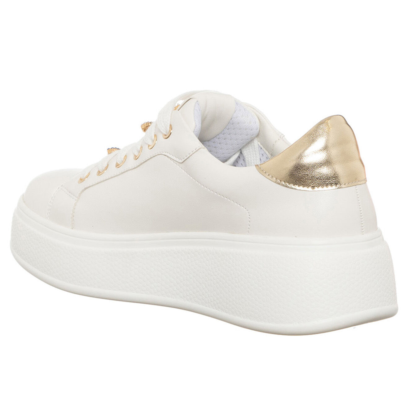 Loretta by Loretta Sneakers Foa blanc/doré - Plateforme 5 cm
