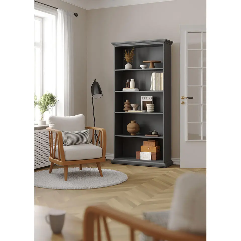 Hioshop Venedig wandkast 5 vakken mat grijs