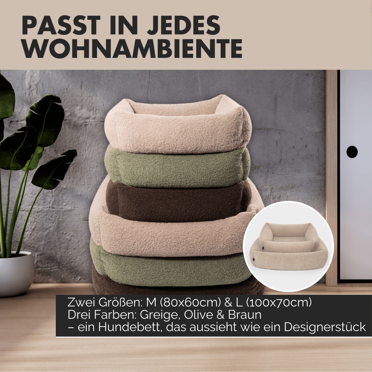 PAW WOW Hundebett SVEN Teddy Greige M