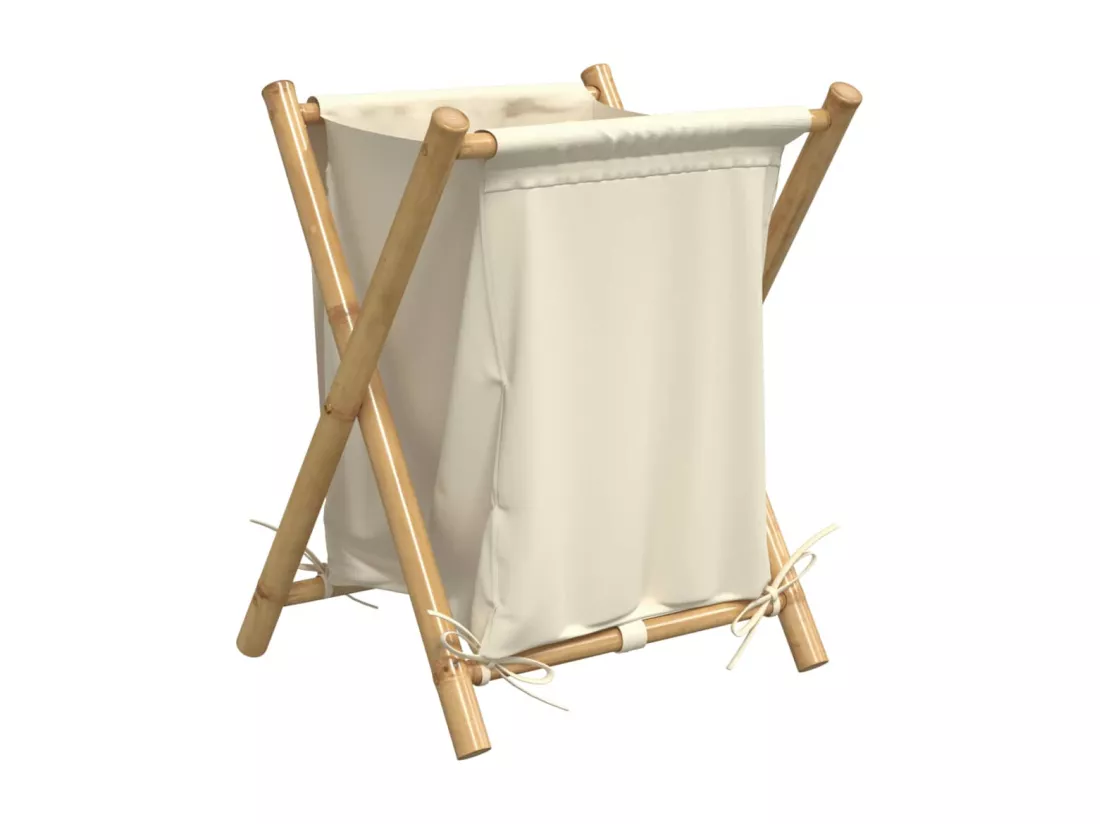Panier à linge blanc crème 45x55x63,5 bambou
