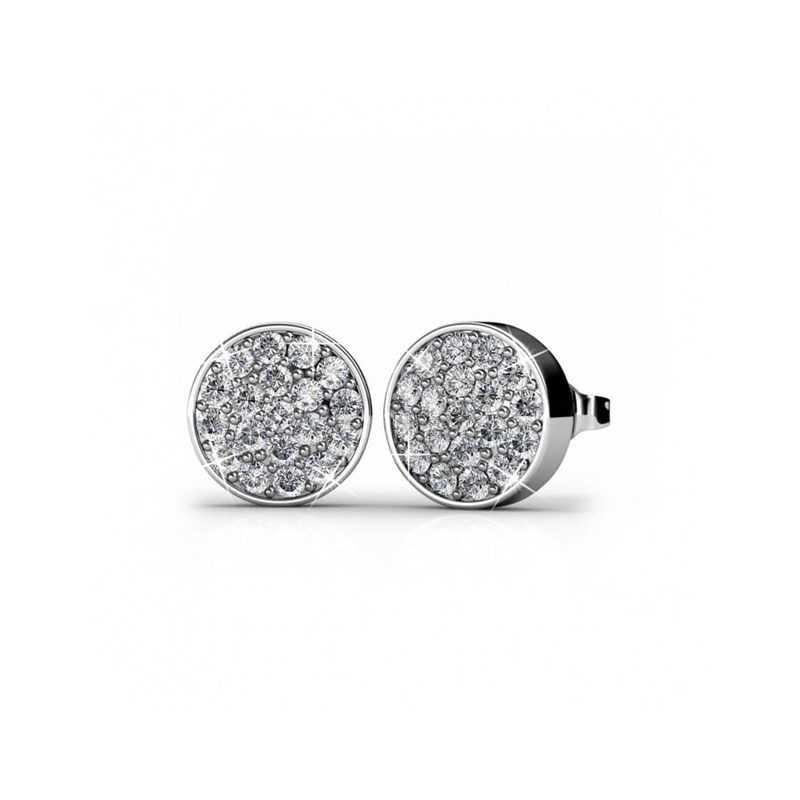 Boucles d'oreilles Round - Argenté et Cristal