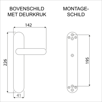 Novidade deurkrukset Parijs ovaal blind schild zwart RVS