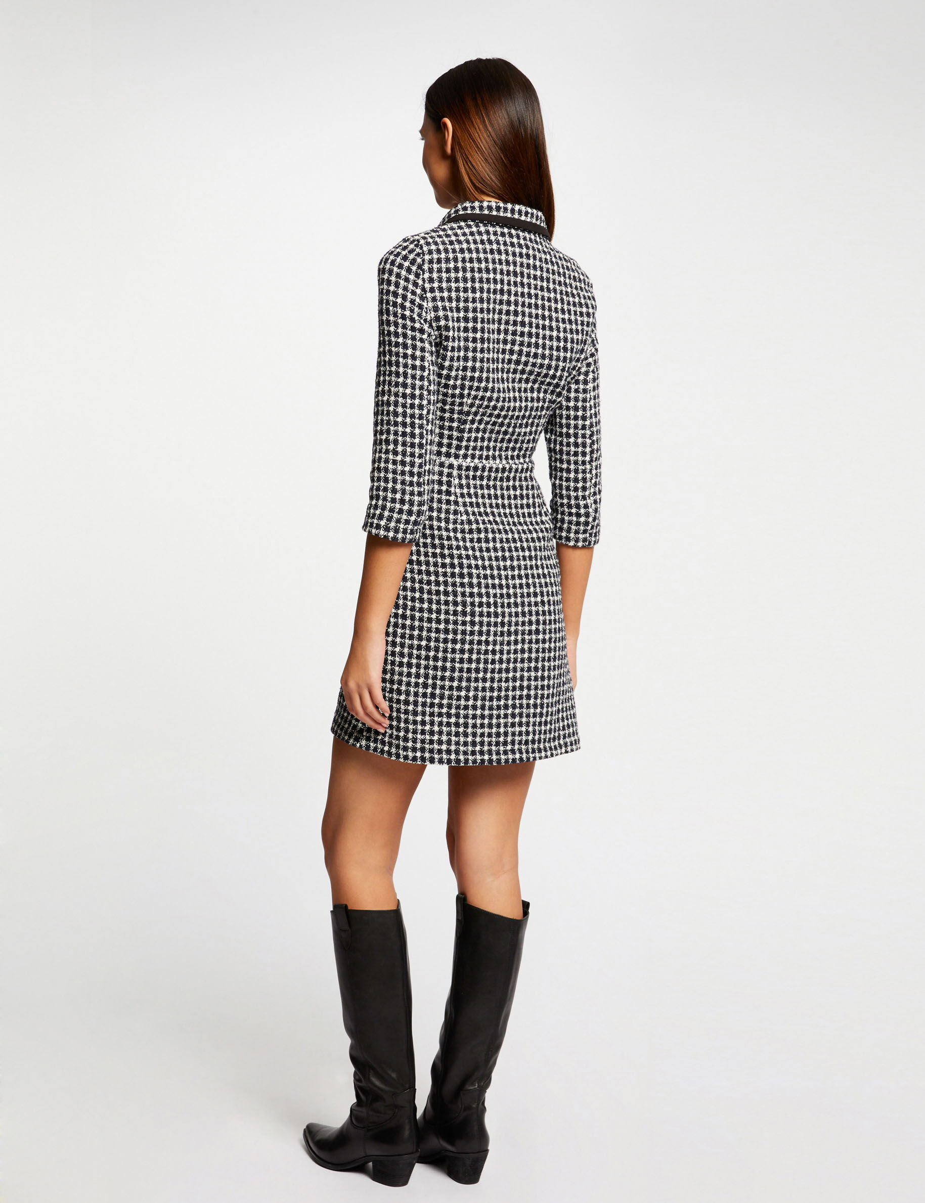 Robes manches 3/4 boutonnée à l\'avant marine femme - marine