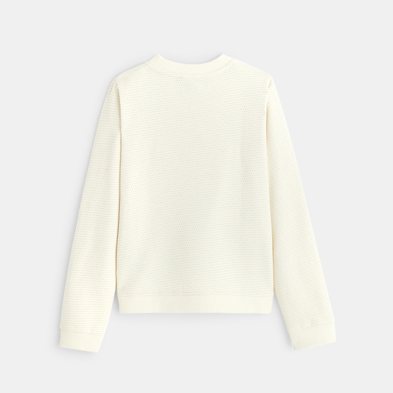 Sweat zippé à pois irisés beige fille