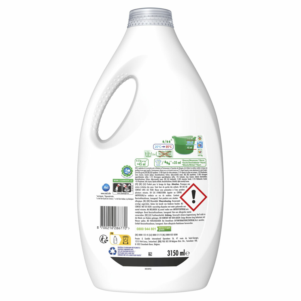 4x Ariel Vloeibaar Wasmiddel +Ultra Vlekverwijderaar 70 Wasbeurten3150 ml