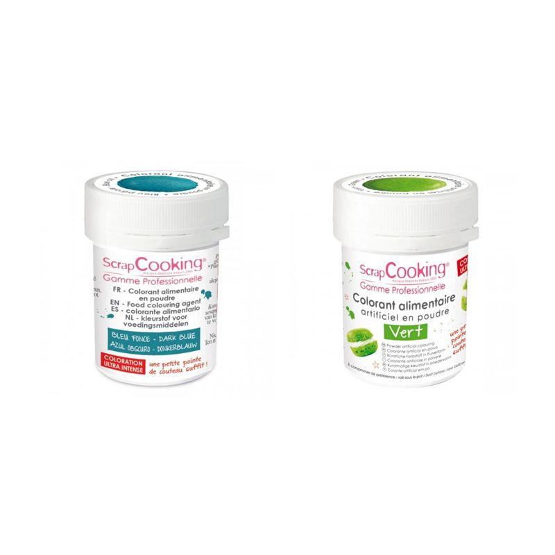 2 colorants alimentaires en poudre - vert-bleu foncé Scrapcooking