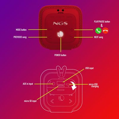 NGS Roller Coaster - mini enceinte waterprof sans fil - bluetooth - rouge
