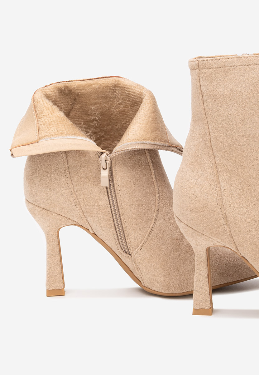 Bottines à talon fin beige Danelia