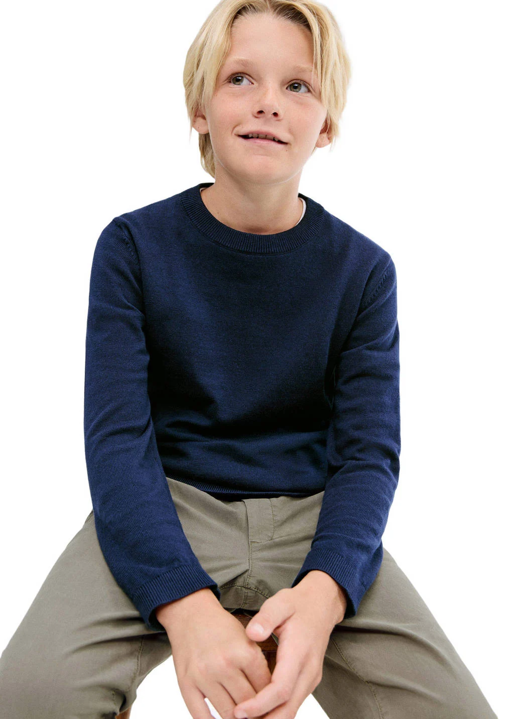 Mango Kids pullover marine fijn gebreid