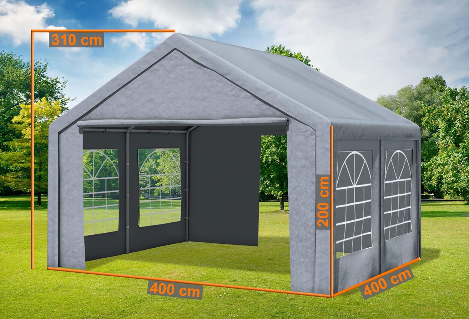 4x4m Partyzelt, Classic PRO PE GRAU