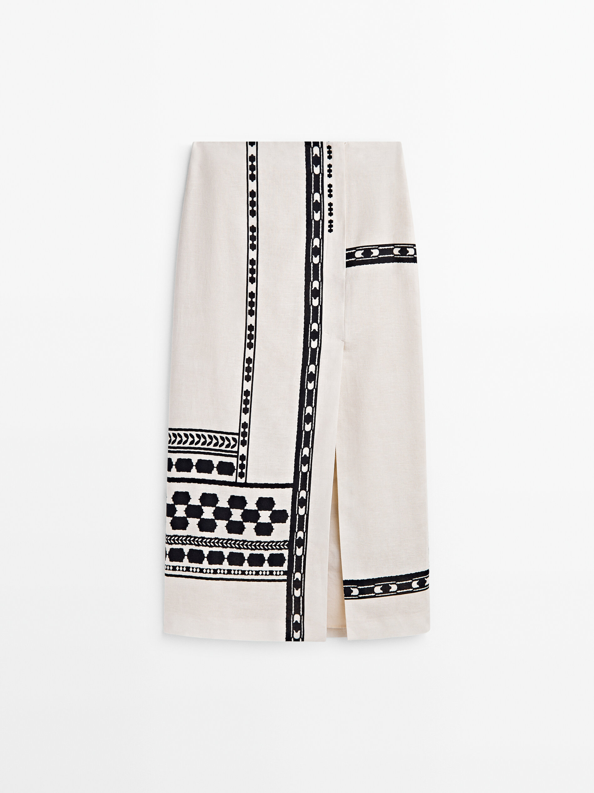 Saia midi com fenda e detalhe de acabamento - BRANCA