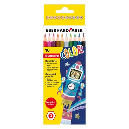 Eberhard Faber Buntstift Colori in Metallic Farben, hexagonale Form, 10er Kartonetui