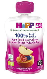 HiPP 4M  Appel Perzik Bosvruchten 90GR