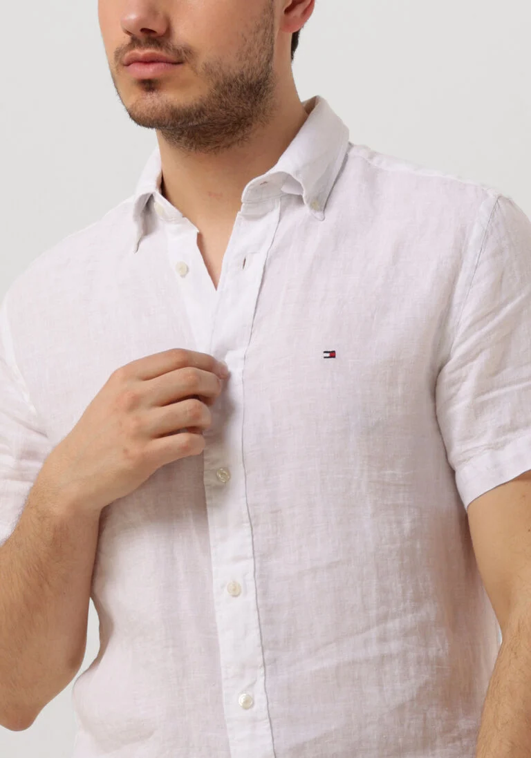 TOMMY HILFIGER witte tommy hilfiger casual overhemd pigment dyed linen rf shirt s/s