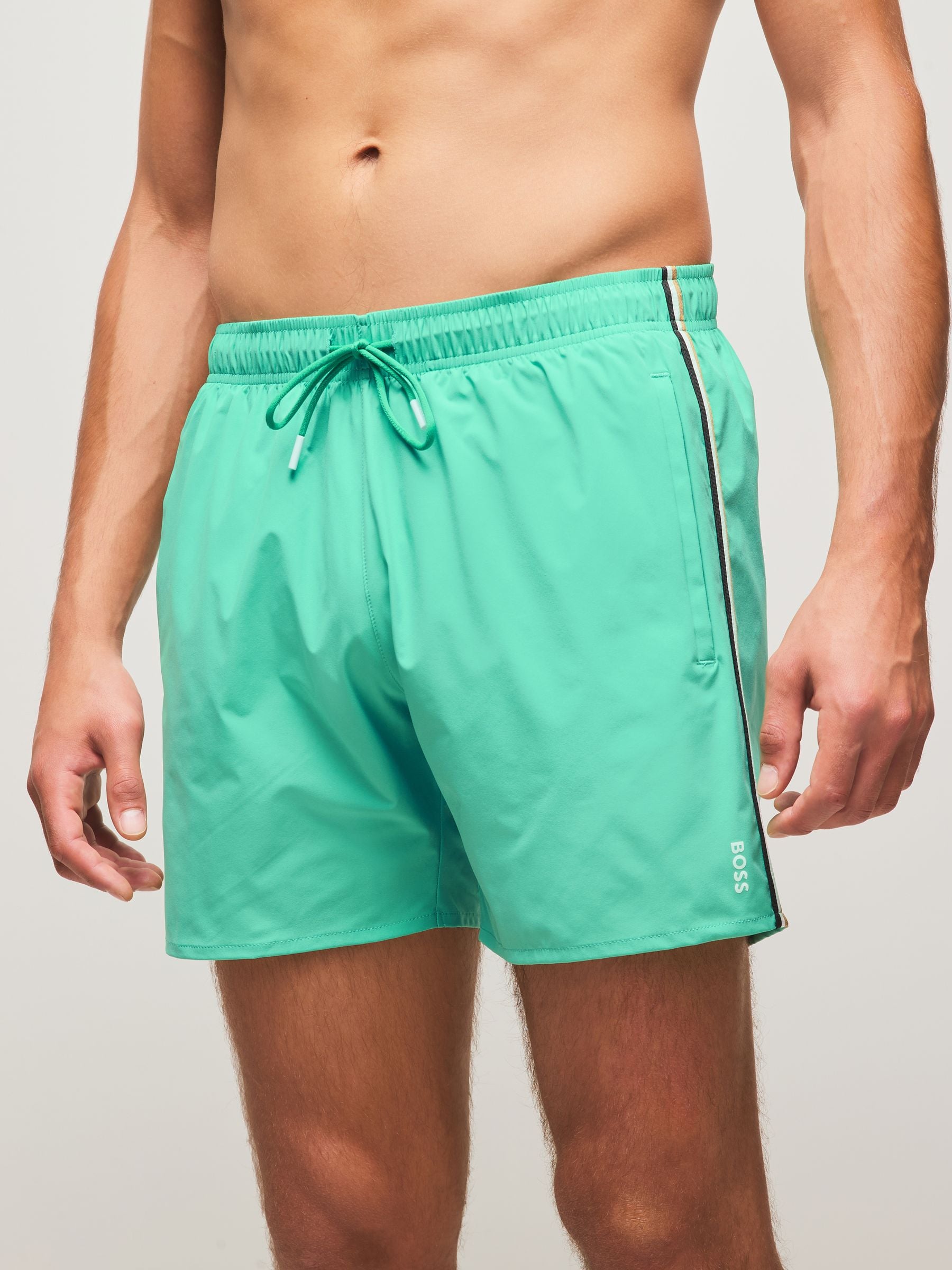 Groen - BOSS Iconic Side Stripe Swim Shorts
