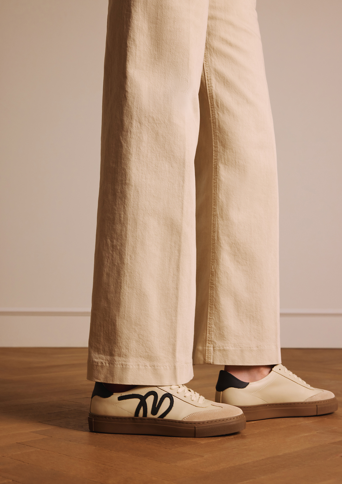 Beige leren sneakers