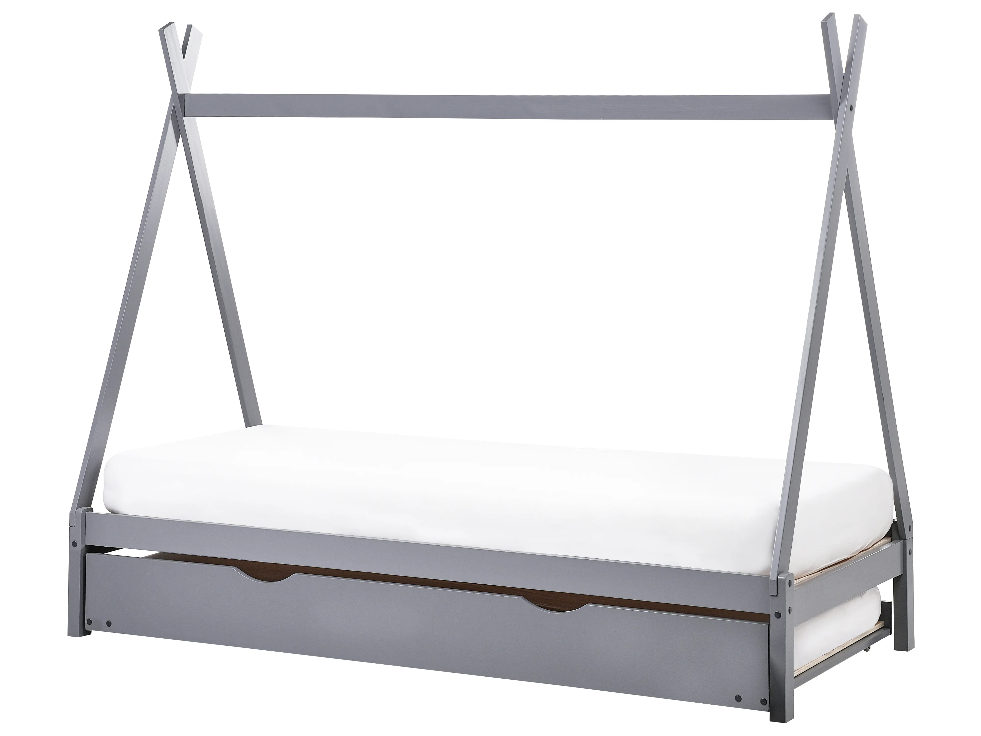 Kinderonderschuifbed Dennenhout TALMONTIERS 90 x 200 cm Grijs