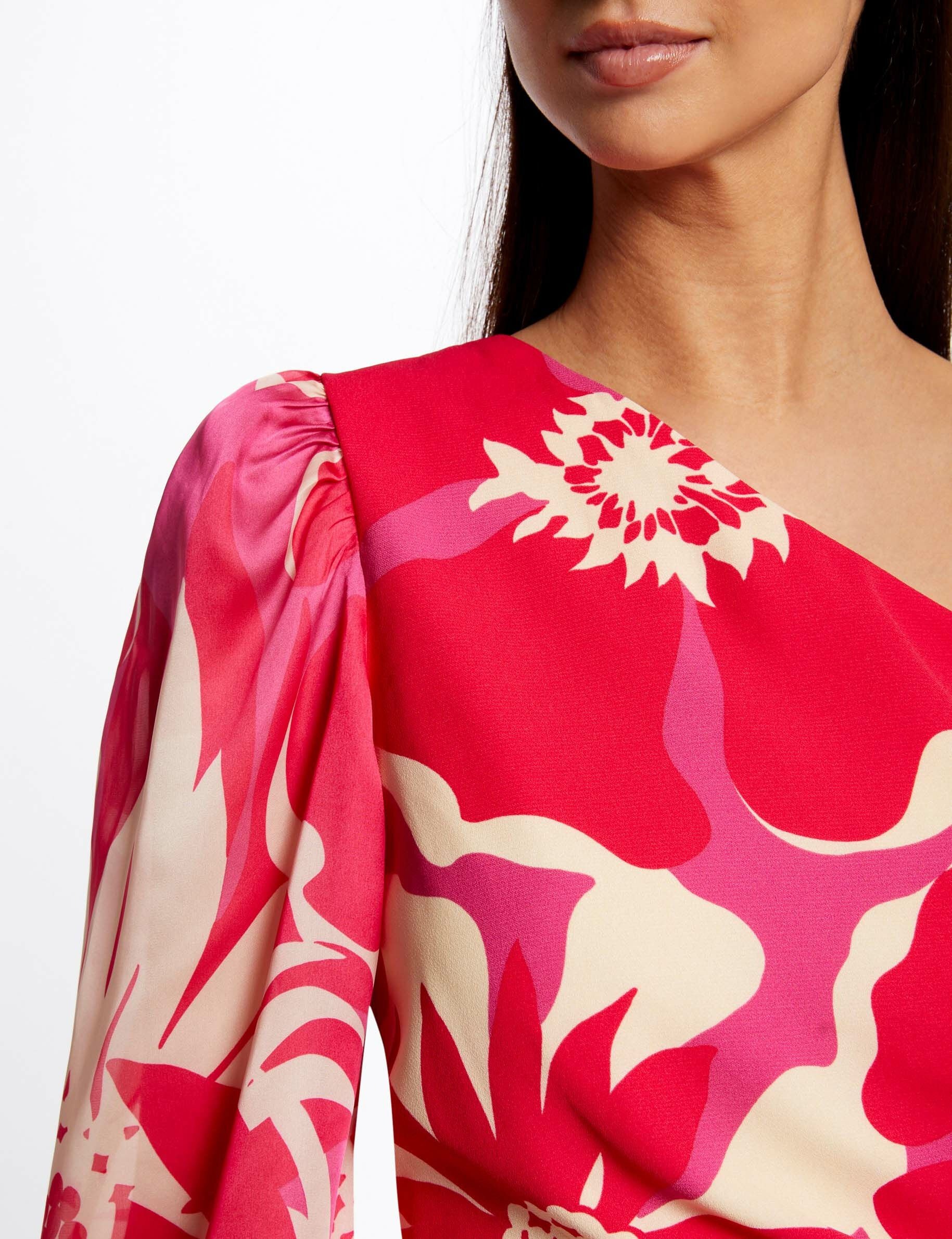 Robe ajustée asymétrique imprimé floral multico femme - multico