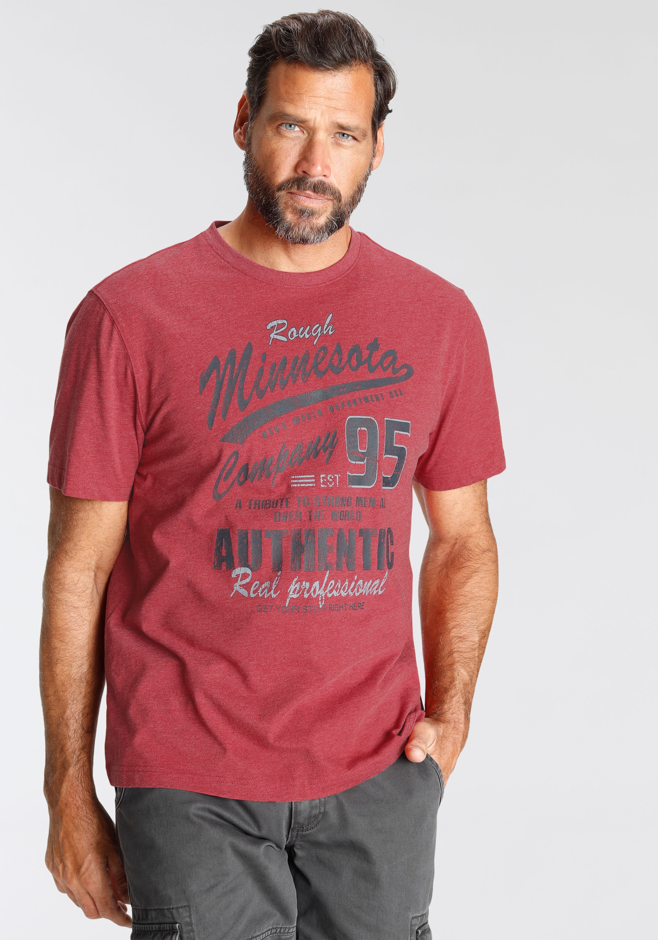 Man's World T-Shirt , kurzärmelig,  melierte Optik,  Rundhalsausschnitt