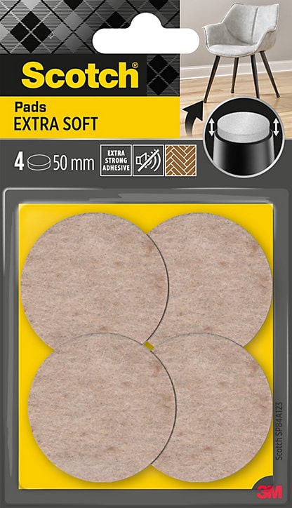 Patin en feutre laine adhésif rond beige Scotch ø50 mm, lot de 4