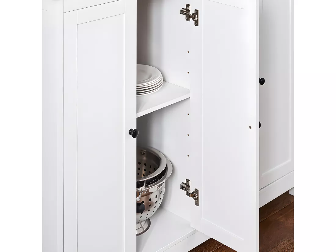 SoBuy îlot Central de Cuisine Buffet de Rangement Mange-Debout Placard de Cuisine avec Plans de Travail Rabattable 2 armoires 4 Portes, 102x72x92 cm, Blanc KNL10-WN