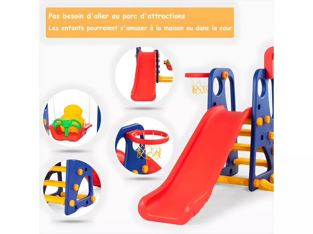 Toboggan pour Enfants Aire de Jeux 3 en 1 avec Balançoire,Portique