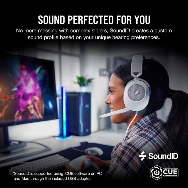 Corsair HS65 surround gaming headset (hvid)
