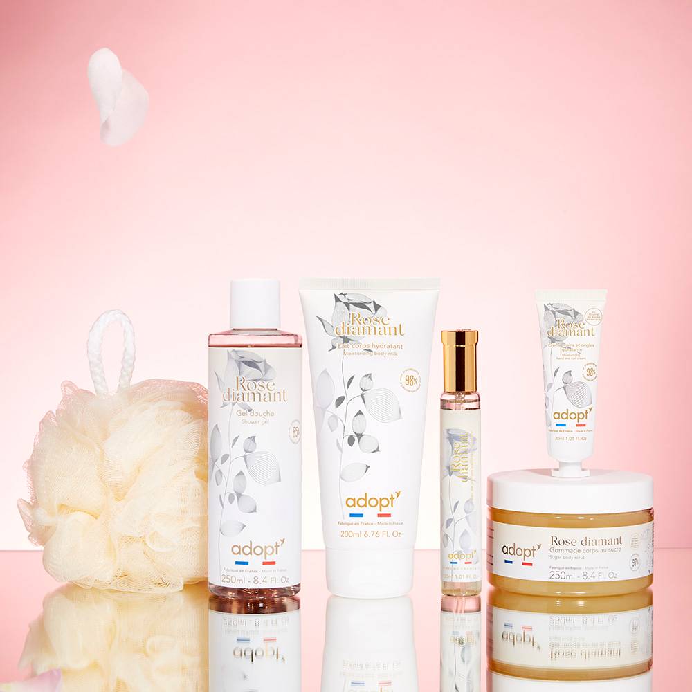 Rose Diamant - Coffret maxi eau de parfum Rose Diamant 30 ml + gel douche 250 ml + lait corps 200 ml + crème pour les mains 30 ml + fleur de bain