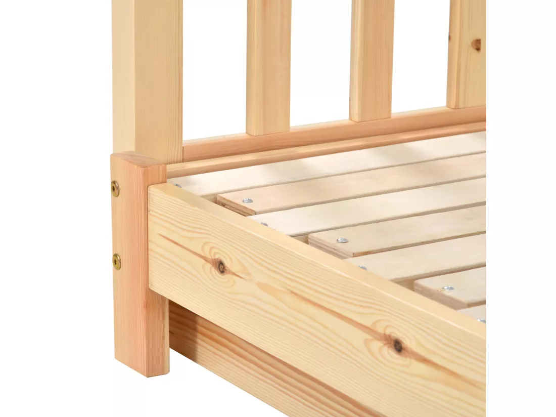 Lit gigogne - lit cabane pour enfant 90(180)x200cm en bois massif - Naturel