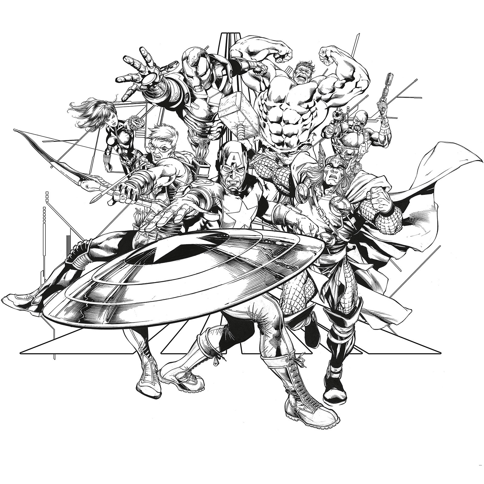 Vlies-Fototapete AVENGERS BLACK AND WHITE - 300x280 cm