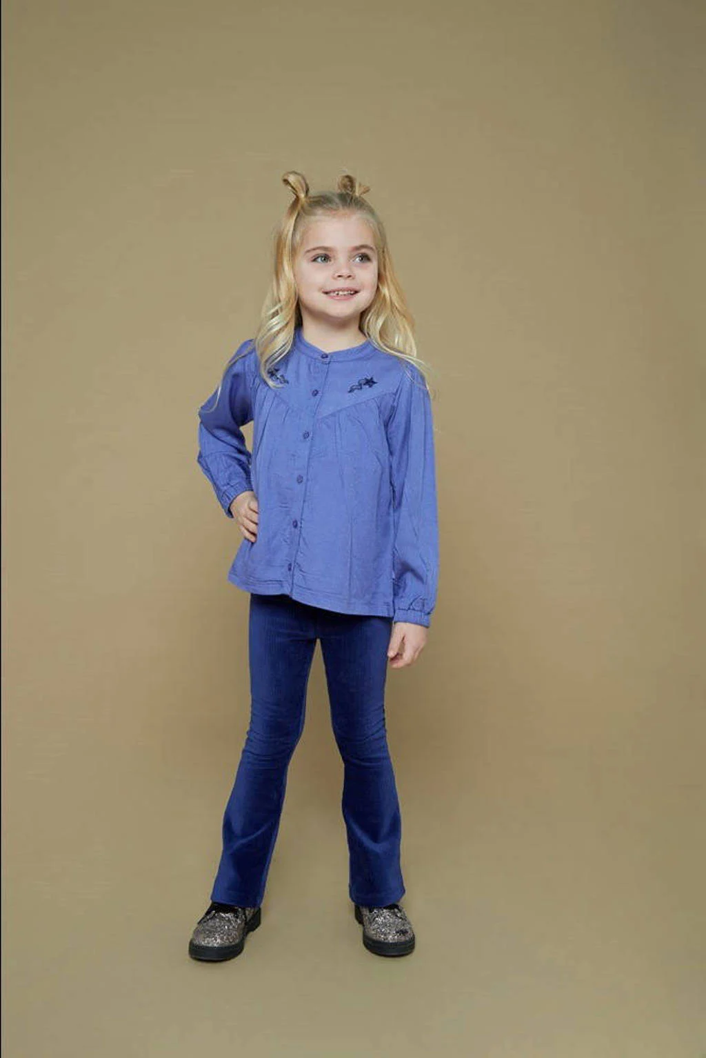 Jubel fluwelen flared broek donkerblauw