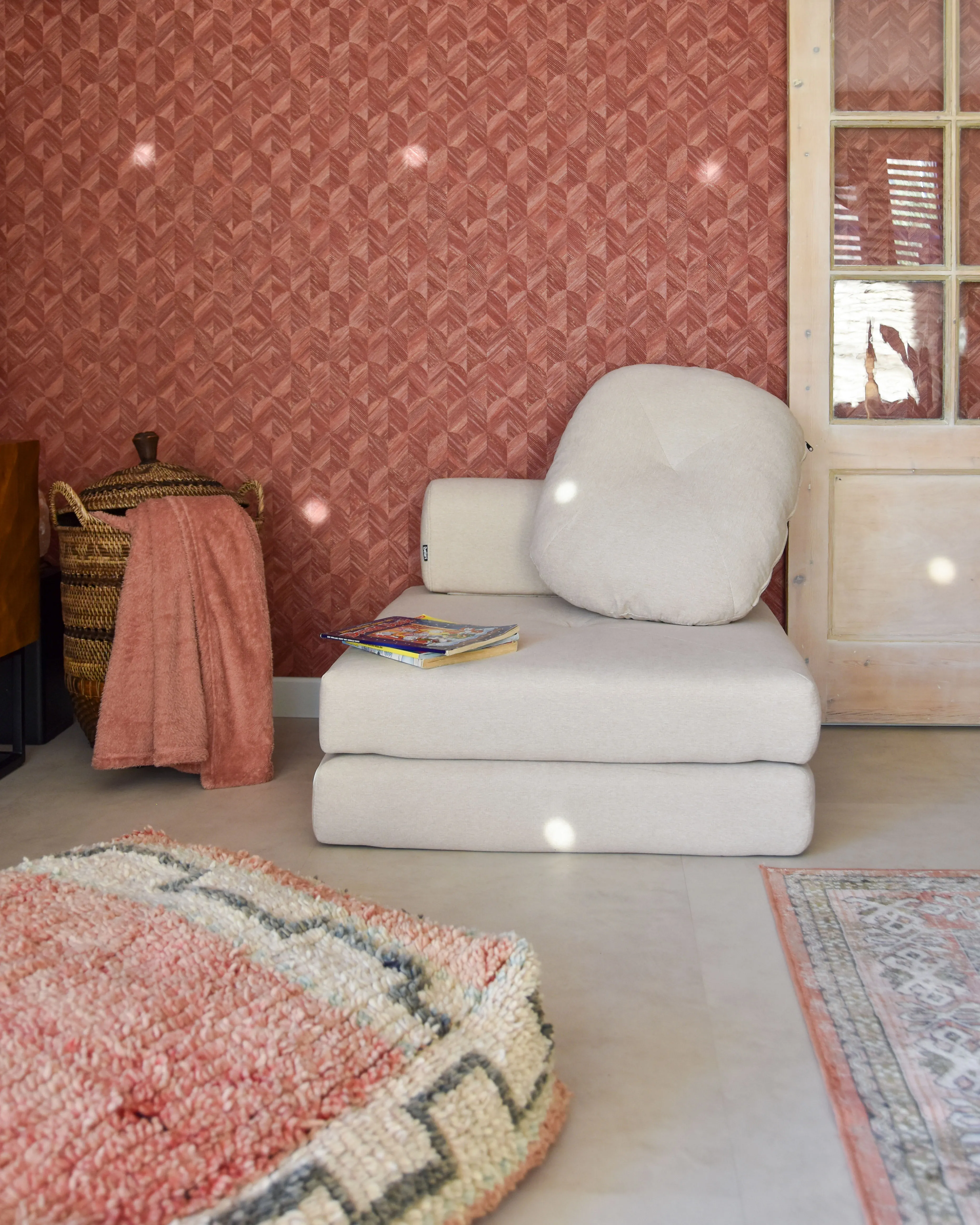 Eenpersoons slaapbank OLDEN Stof Lichtbeige