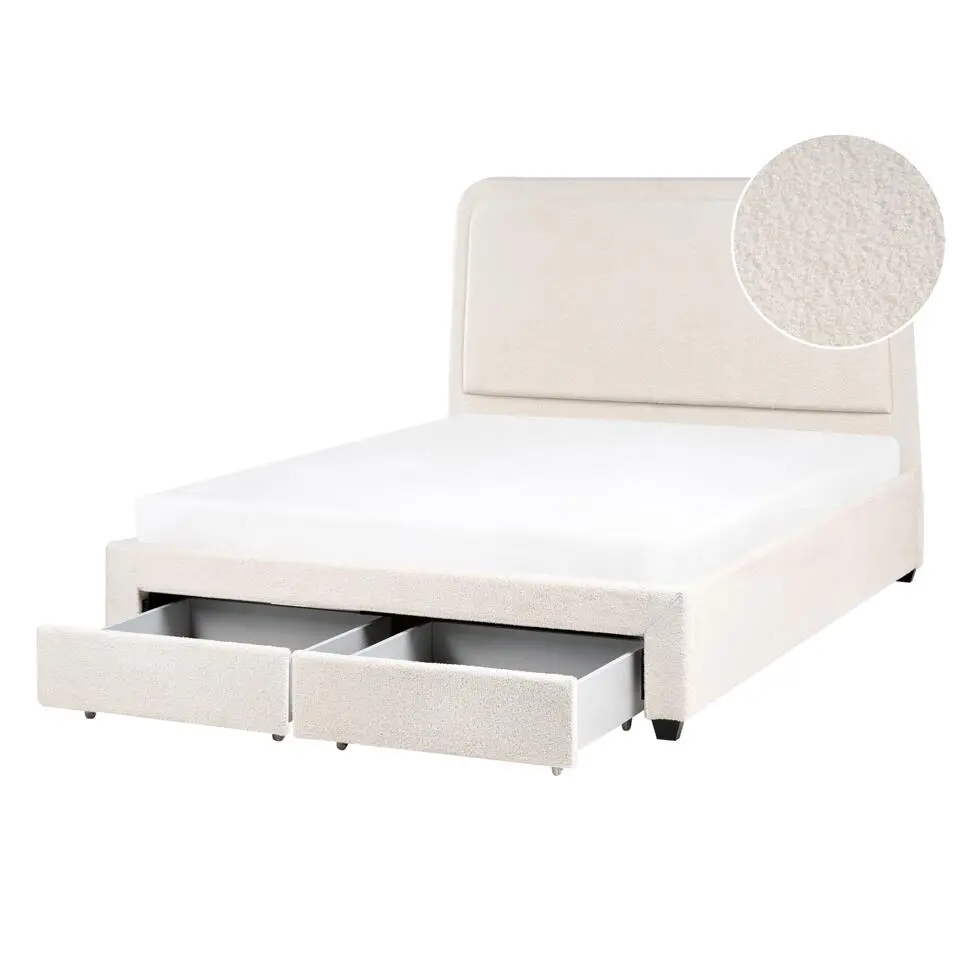 SARDENT - Tweepersoonsbed - Off-white - 140 x 200 cm - Bouclé