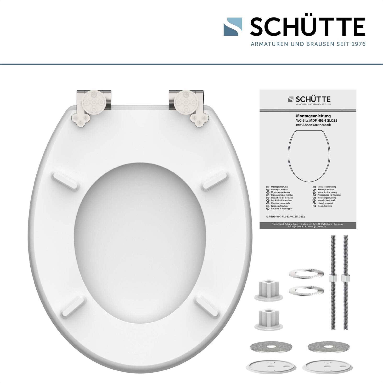 SCHÜTTE WC-Sitz High Gloss MDF Weiß ca. 37,5 x 3 x 44,5 cm