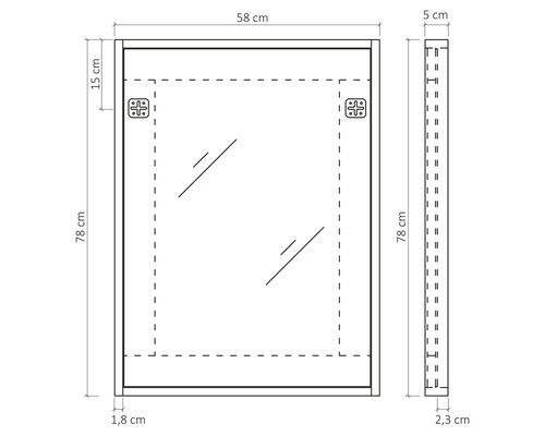Badkamermeubelset Differnz Industrial 81 x 85 x 90 cm, frontkleur kastanje grafiet, wastafel en badmeubel wit, wastafelspiegel