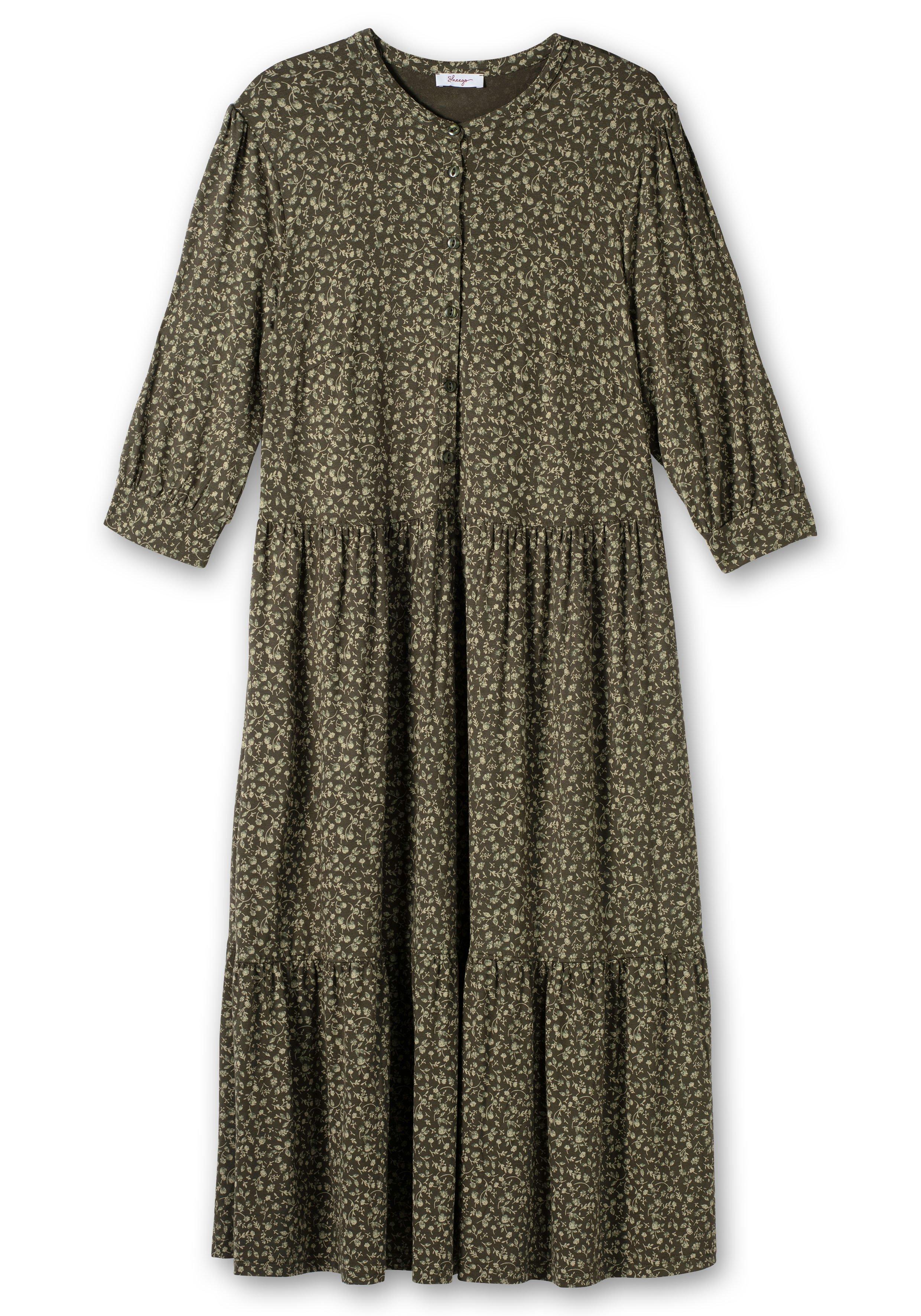 Jerseykleid im Millefleursprint, mit Stufenvolant