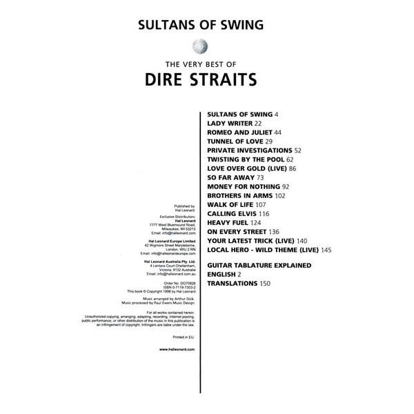 Music Sales Dire Straits Sultans of Swing