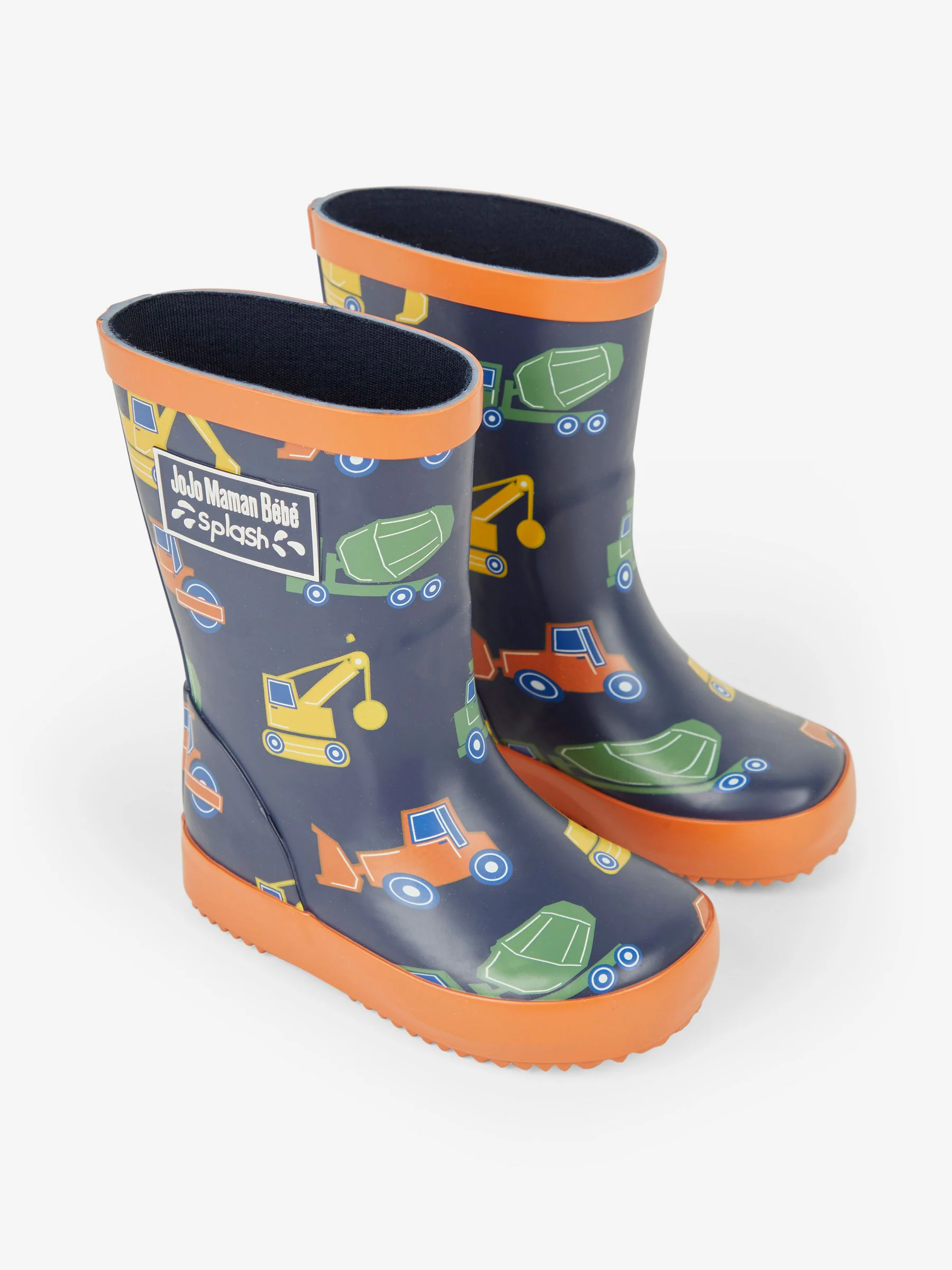 Marineblauw met bouwvoertuigen - JoJo Maman Bébé Plain Wellies