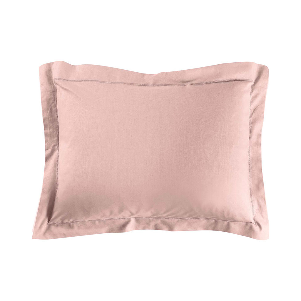 Taie d'oreiller à volant coton 57 fils rose 50x70cm