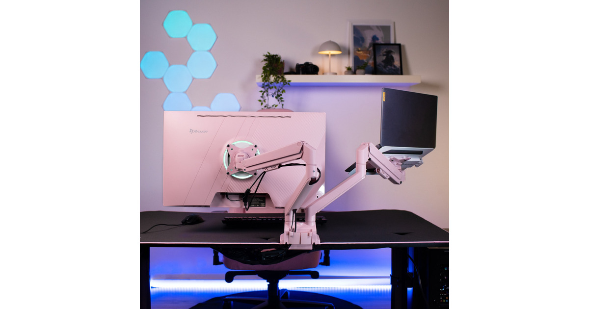 ArozziAlzare Neo Duo - Gas Spring Monitor Arm - Pink monitorarm  (Roze)