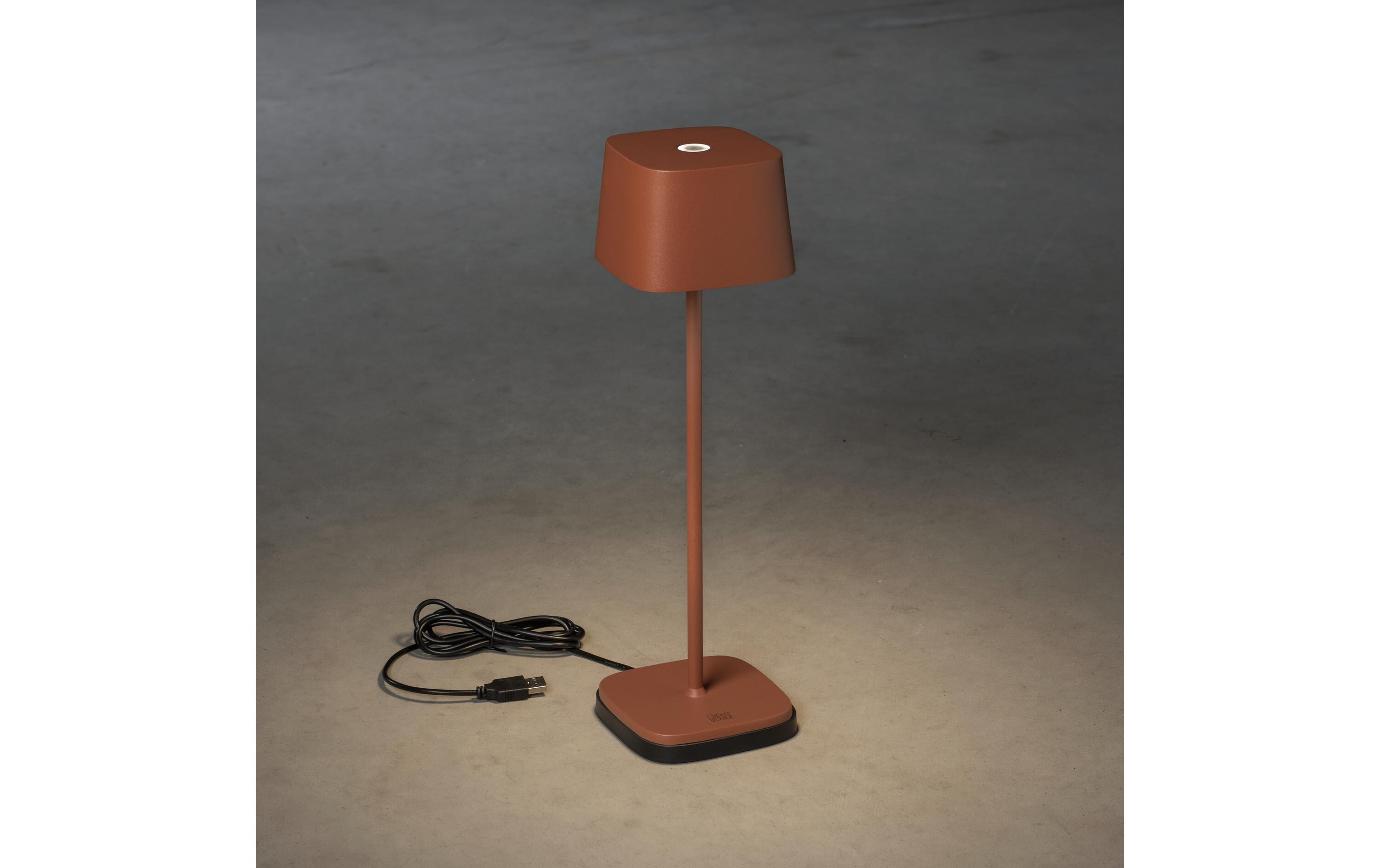 Akku-Tischleuchte USB Capri, 2700-3000 K, 2.2 W, TerracottaAussenleuchte