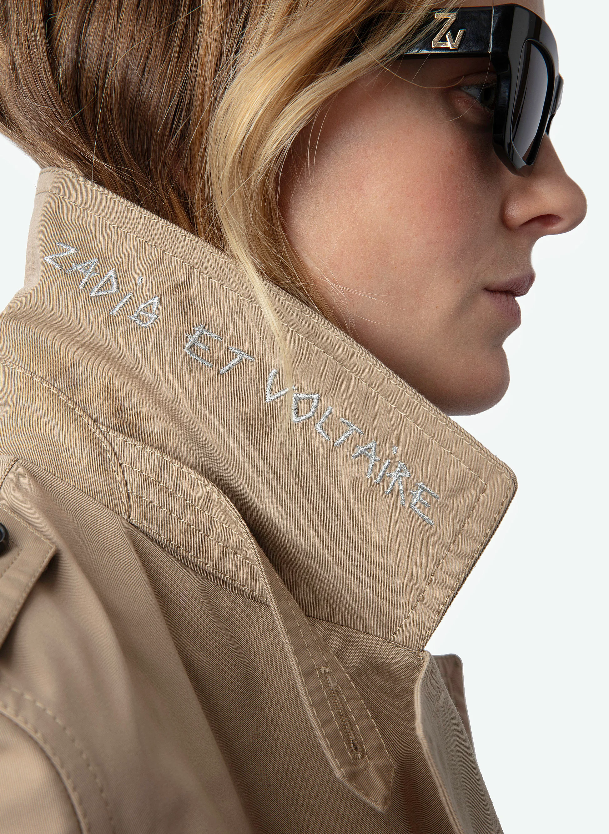 MANDY - Trench long en coton bio mélangé | Beige