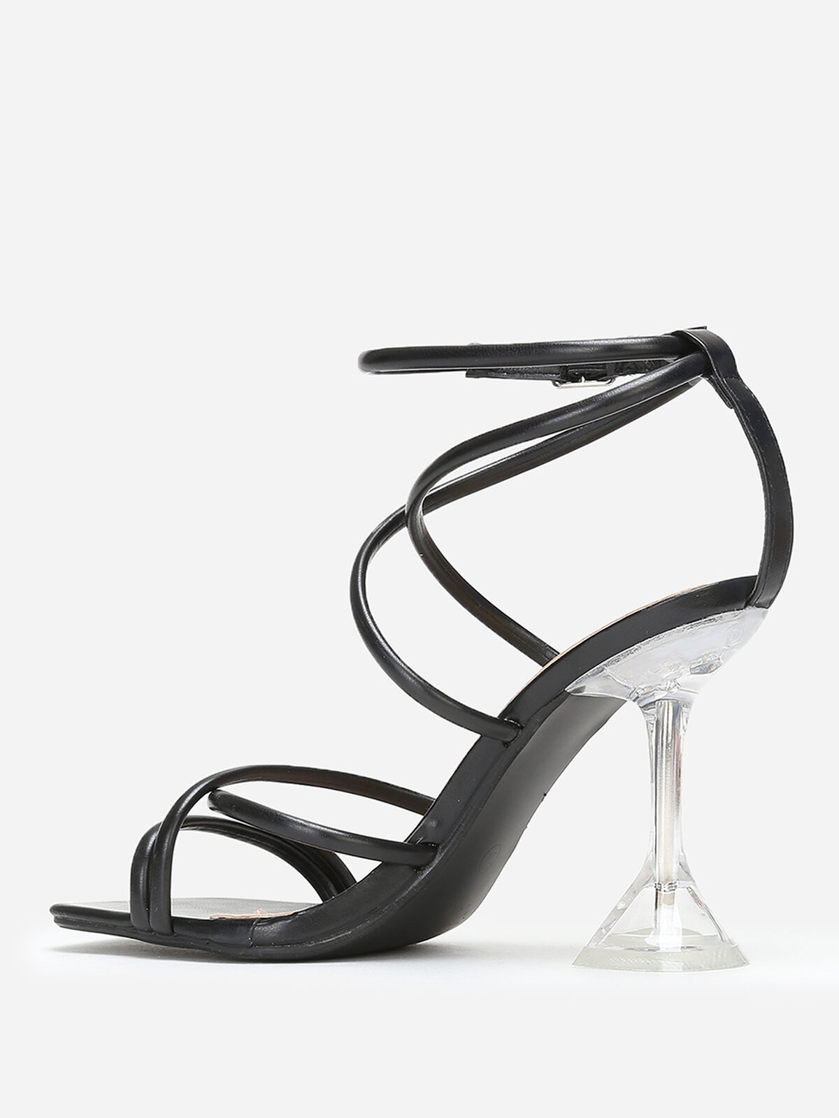 Sandales à talon bobine transparent- Noir