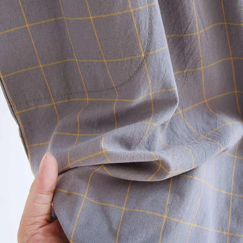 Dogini - Geruite pyjamashort met gemiddelde taille