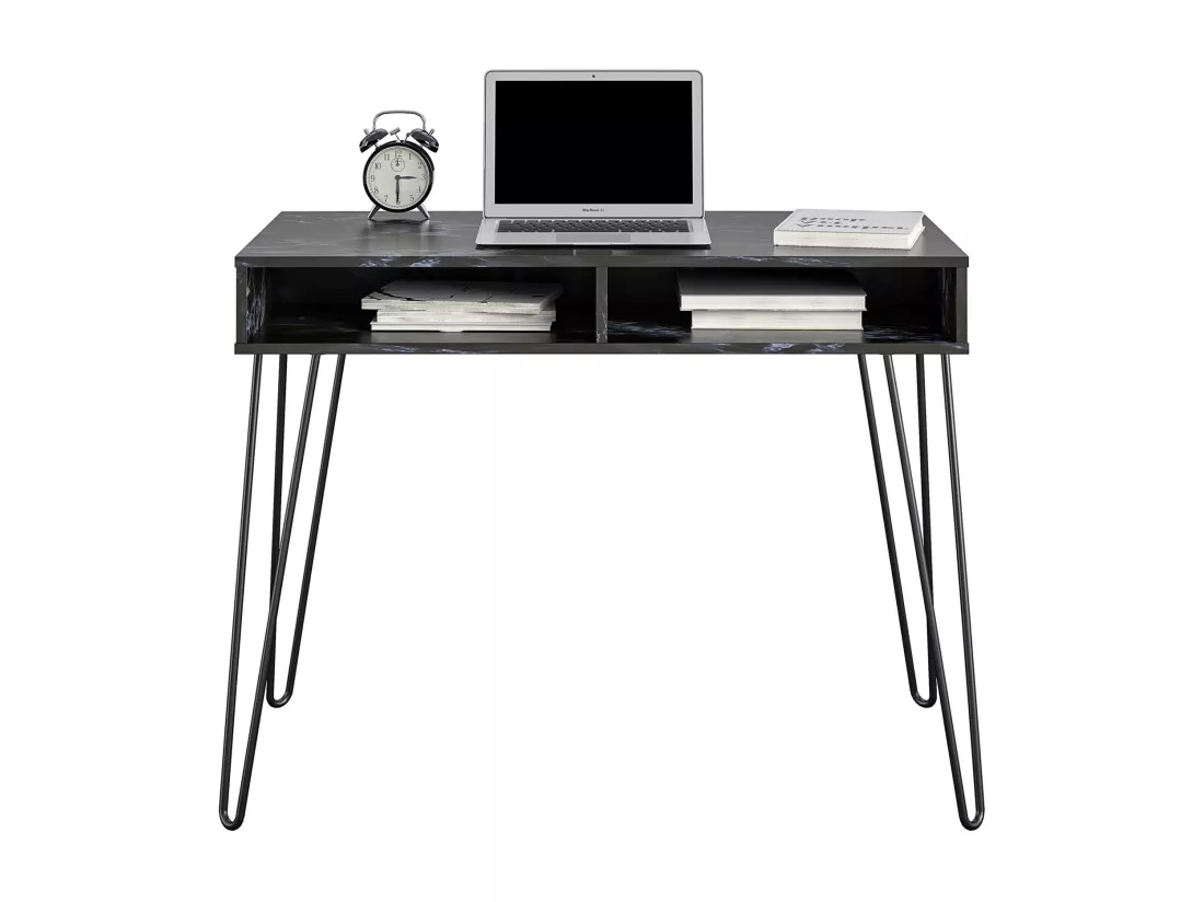 Athena | Bureau 2 casiers en effet marbre noir